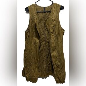 Stella Carakasi Long Vest Medium Khaki Tan Lagenlook Pockets Open Front